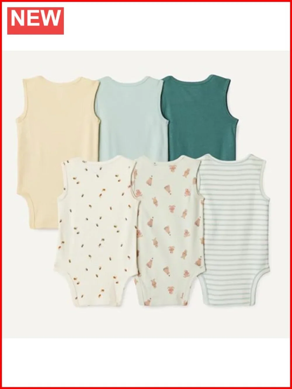 Unisex Infant Sleeveless Cotton Rib Bodysuits 6-Pack